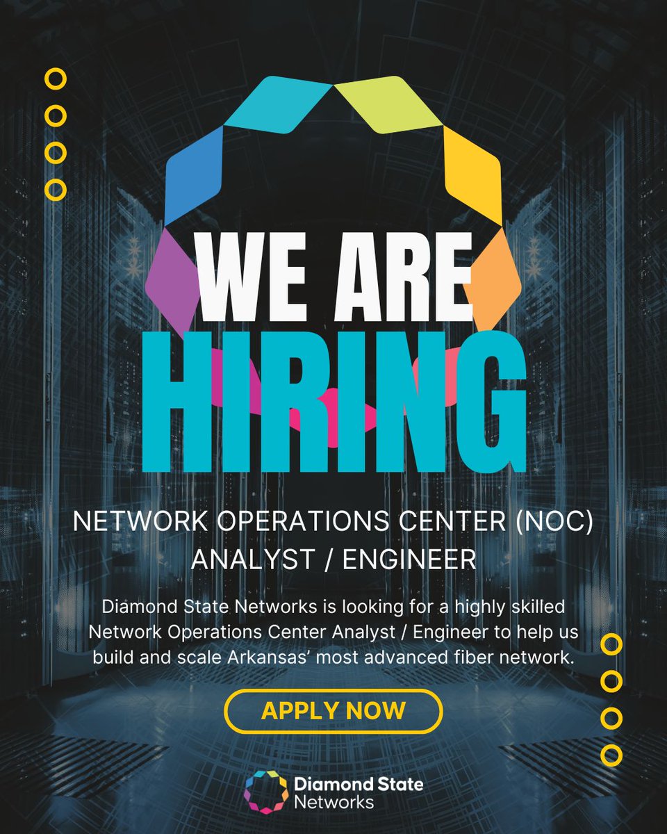 DiamondStateNet's tweet photo. If you enjoy troubleshooting complex networks, working with routers, DWDM systems, and keeping critical infrastructure running, this might be the role for you.
Apply Here: https://t.co/cm4v3yBiDO
Equal Opportunity Employer https://t.co/B8YHHaPufi