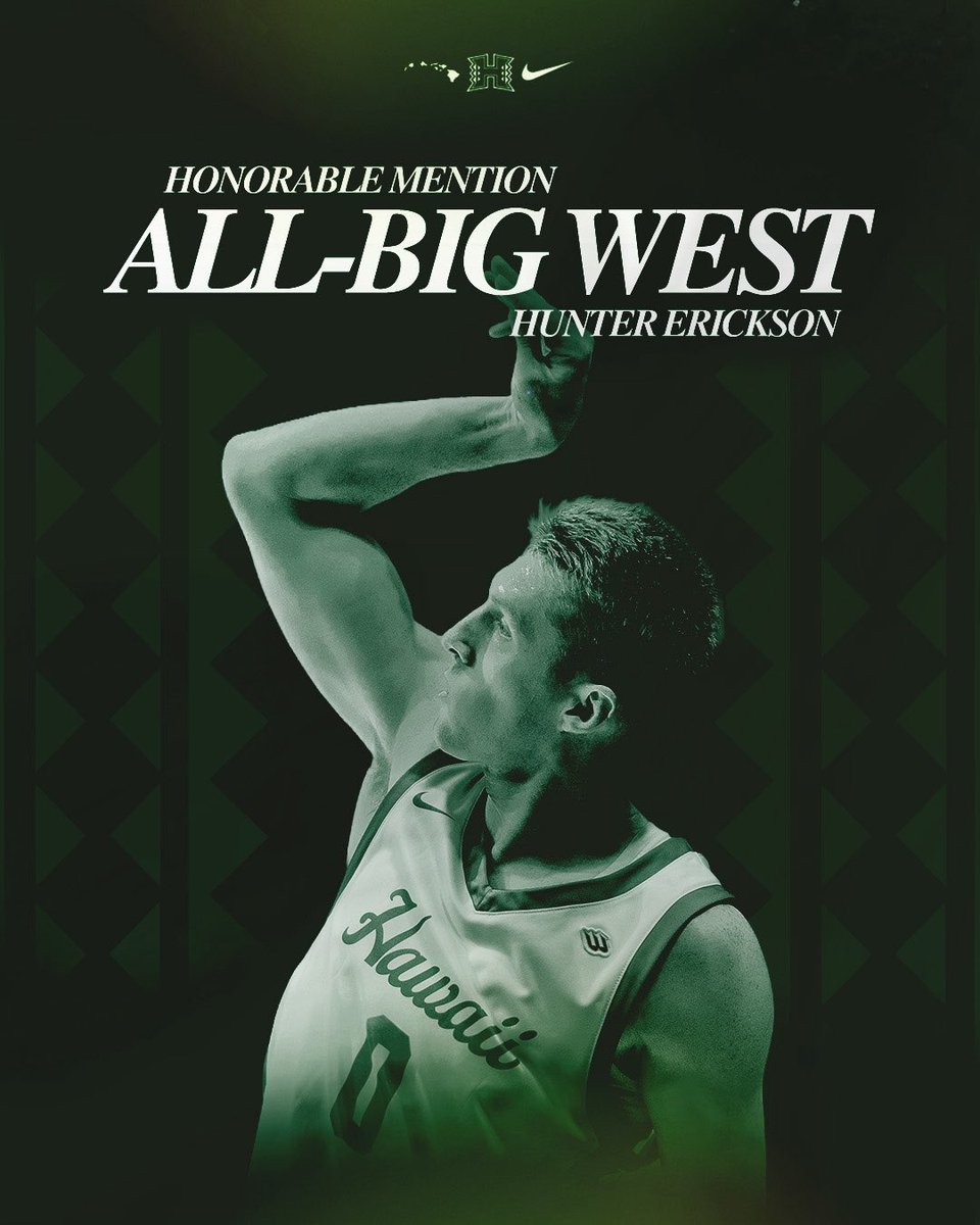 HawaiiMBB's tweet photo. Our do-it-all guard @hunterericksonn gets All-Big West recognition 👏🏽

#ManaOhana x #GoBows https://t.co/6ESmLsxmv7