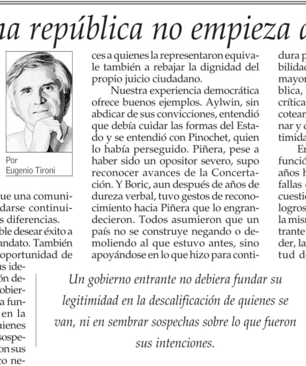 ccifuentesh's tweet photo. ¿Dijo algo siquiera parecido a esto @eugeniotironi cuando asumió Boric la presidencia? https://t.co/JCTJUI7F9r