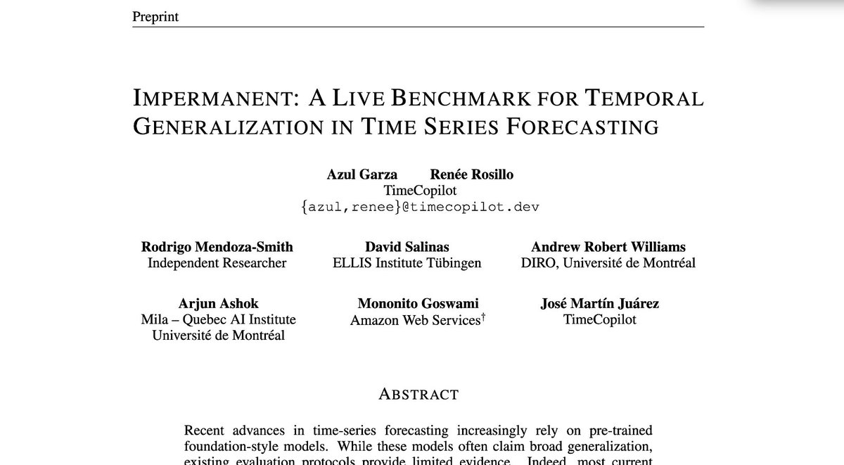 r0dms's tweet photo. New collaboration with the @TimeCopilot team on a live benchmark for time-series foundation models, to be presented at @iclr_conf.

Kudos to @azulgarza_ and @rerosillo for driving this. https://t.co/pI7z5ZECq5