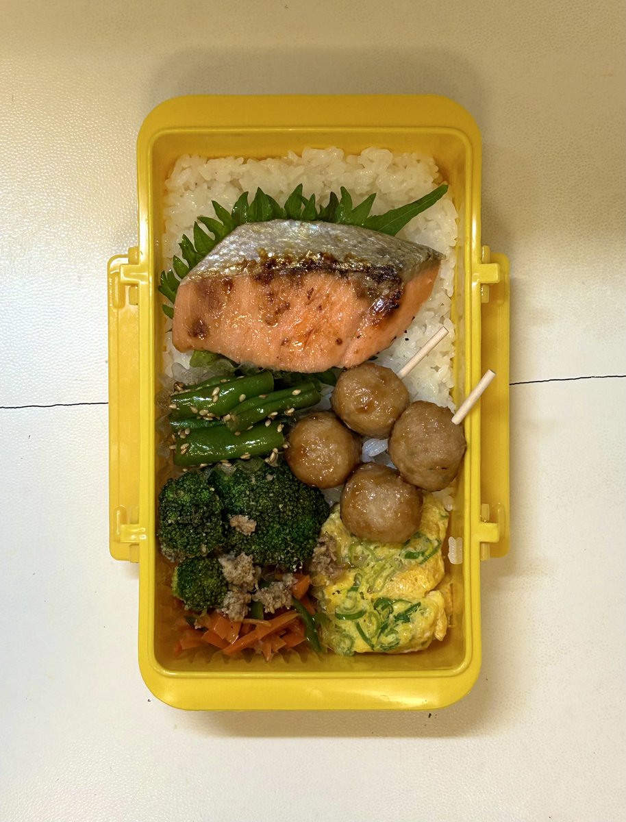 aikosenseidayo's tweet photo. 眠すぎて1週間ぶりの弁当作り

1番好きな鮭弁当🐟 https://t.co/yCzoqf0nHS