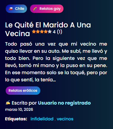 relatos_gay_cl's tweet photo. Le quité el marido a una vecina 🍆🔥

𝗥𝗘𝗟𝗔𝗧𝗢 𝗖𝗢𝗠𝗣𝗟𝗘𝗧𝗢: https://t.co/bzvd9GqGei https://t.co/RVo8IoChVk