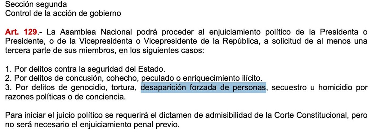 Atención 🚨 
La ⁦⁦<a href="/CorteConstEcu/">Corte Constitucional</a>⁩ puede sacar al  presidente Daniel Noboa por  desaparición de personas como lo dice la Constitución, por el caso LOS 4 NIÑOS DE LAS MALVINAS "
Dejen su apoyo para que se largue Daniel Noboa 
Comparte y sígueme.