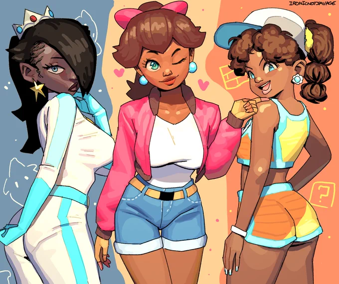 Mario Princesses but black (repost)
