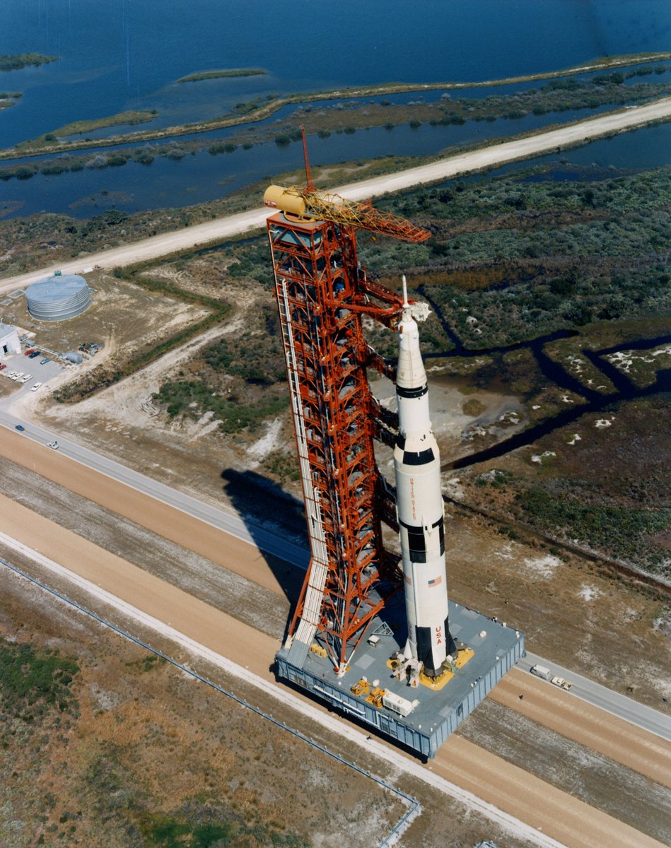 NASAhistory's tweet image. On a roll

While Apollo 9 was still in orbit OTD in 1969, the 363-foot-tall Apollo 10 space vehicle rolled out to the launchpad at @NASAKennedy in preparation for its May 18, 1969, launch.