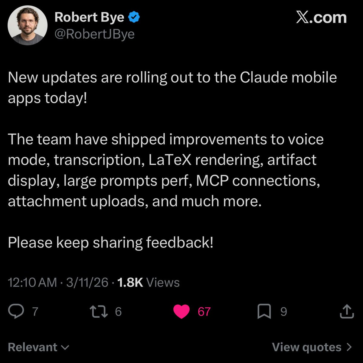 Mobile update notes