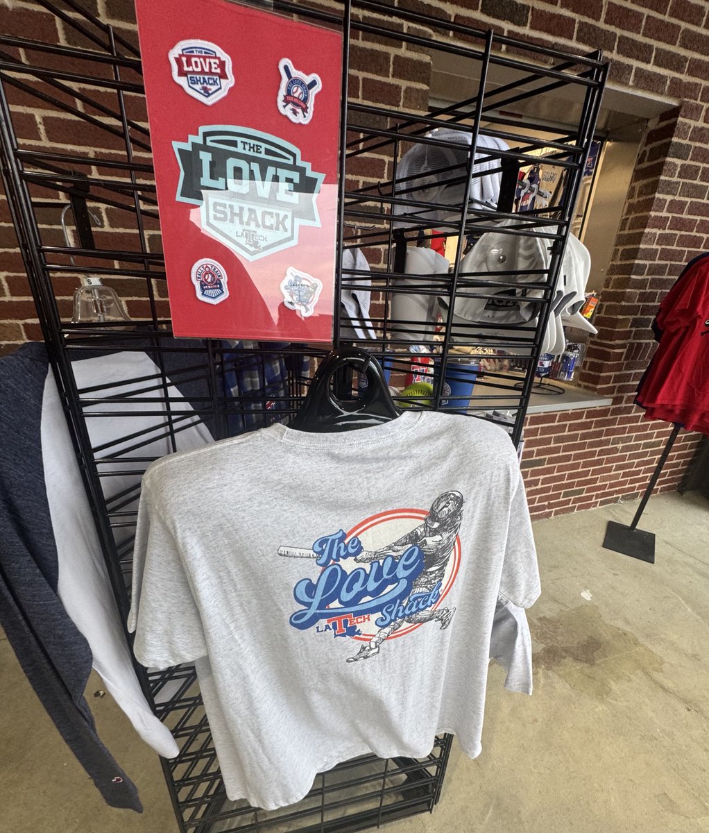 Micah_CBC's tweet photo. 🚨Baseball Specific Gear🚨

There were no game hats for sale, but you can get the “Love Shack” collection.

You can also have a Love Shack patch or Rally Train patch ironed on to any hat you buy! 

Incredible stuff @LATechBSB. https://t.co/oN7rVjp3US