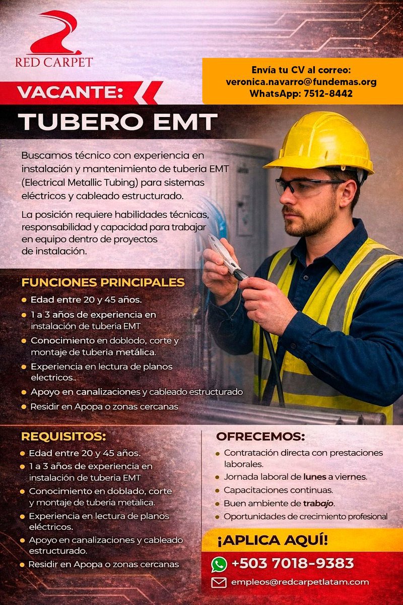 📌🔎 ¡Te compartimos esta oportunidad, la cual puede ser de tu interés!

#hiring #elsalvador #OportunidadesDeEmpleo #OportunidadLaboral