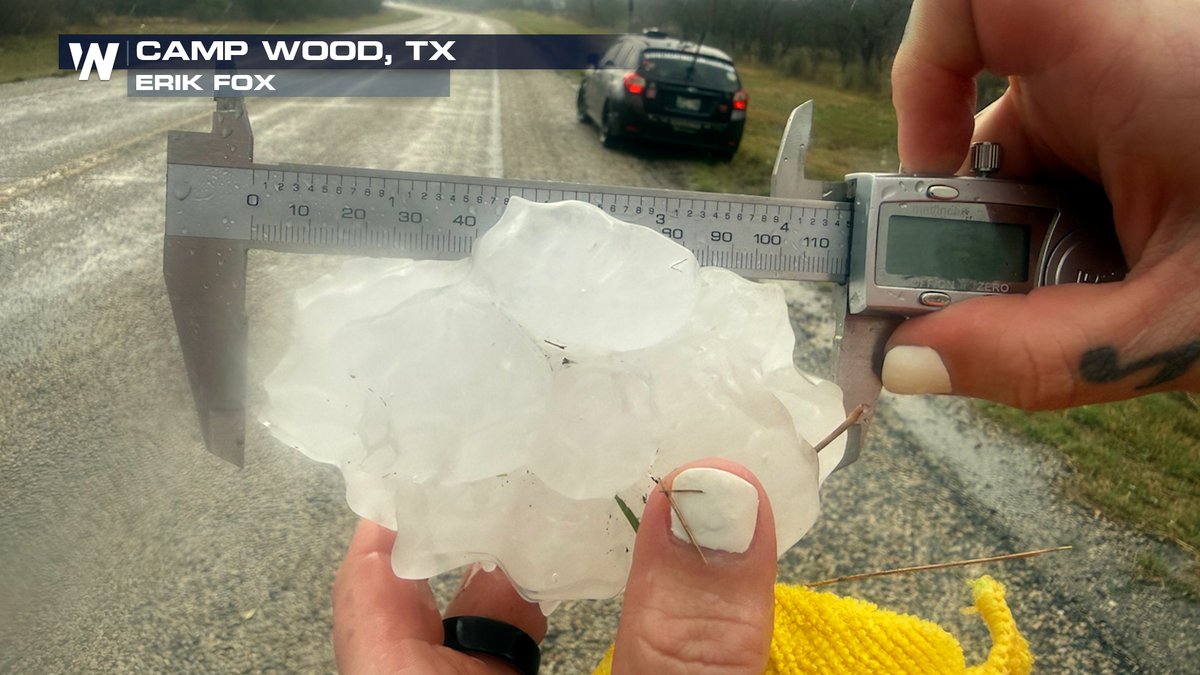 MASSIVE HAIL: Our field crews in Texas found 4.5 inch hail in Camp Wood ...