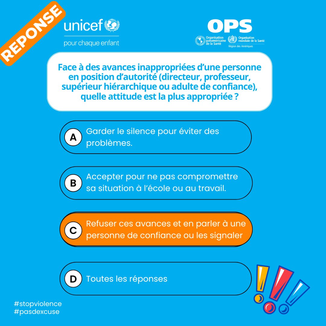UNICEFHaiti's tweet photo. Il est normal de refuser toute avance venant d’un directeur, d’un professeur, d’un supérieur, d’un adulte de confiance ou de toute autre personne.  

Dans le cadre scolaire, les élèves ont le droit d’en parler et de les signaler à leurs parents ou à un adulte de confiance. https://t.co/b1wz4suzLQ