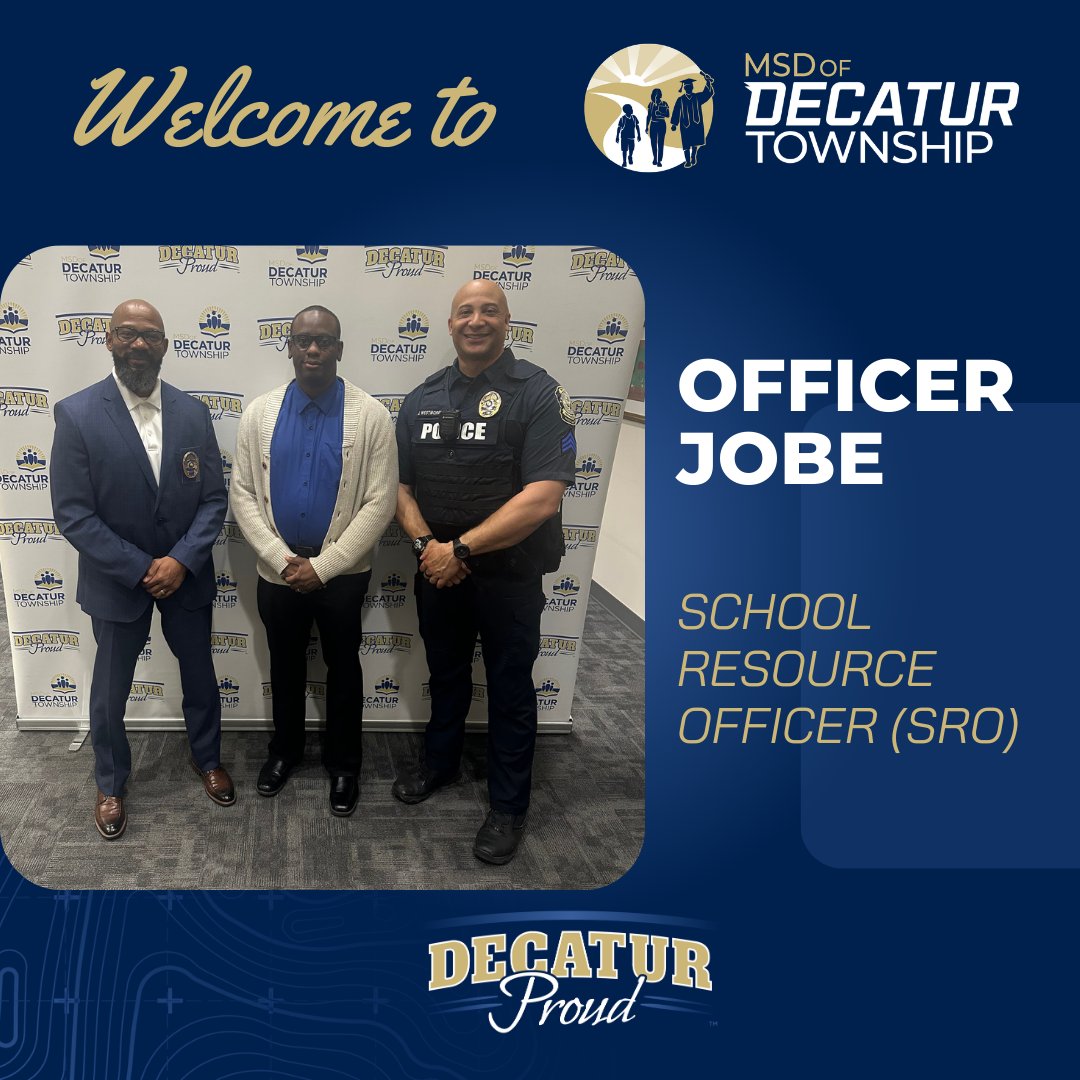 Congratulations to our new School Resource Officer, Patrick Jobe! Officer Jobe was sworn into service with the Decatur Township School Police Department this evening at the School Board of Education Meeting. We are #DecaturProud for him to join the team!