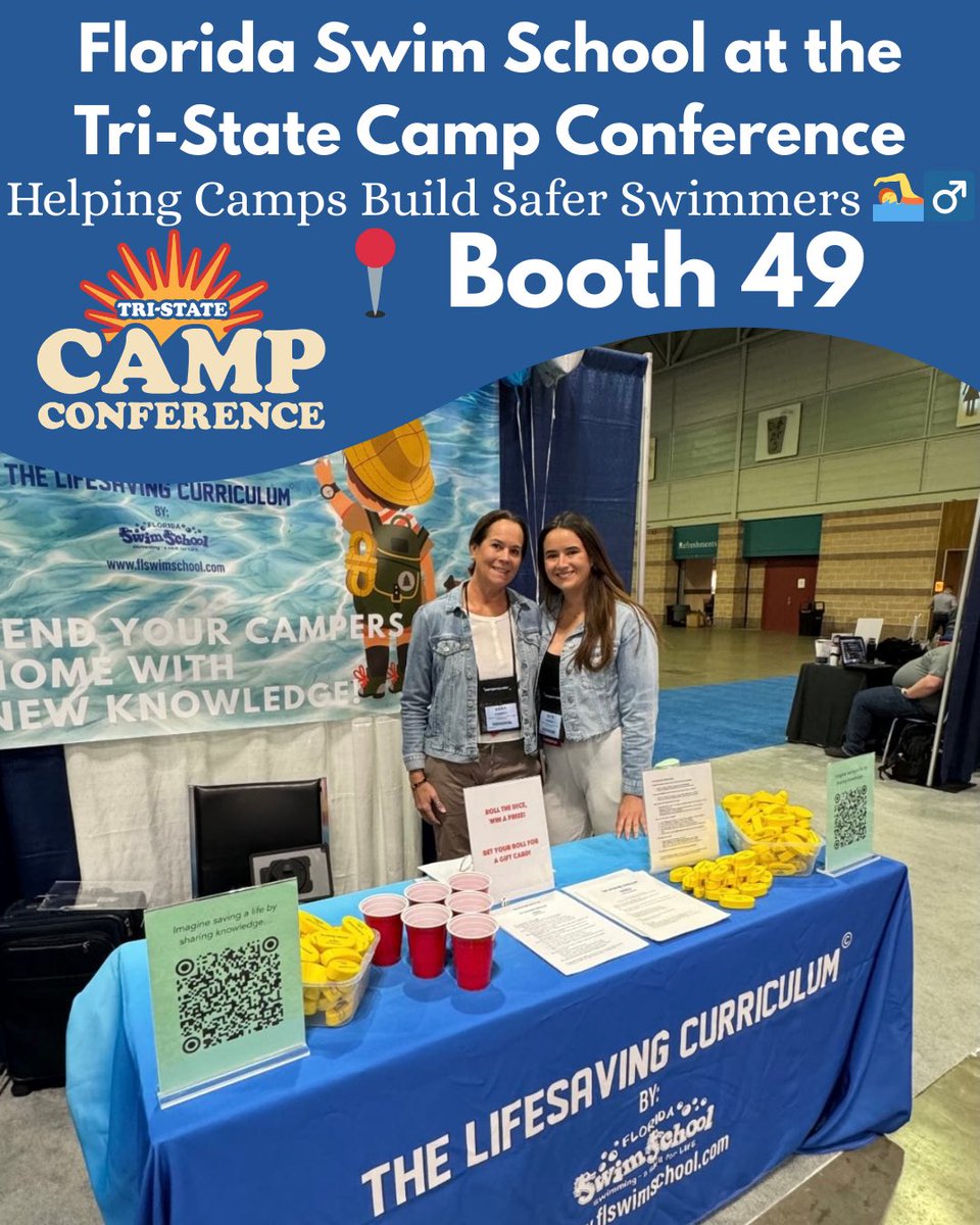 FLSwimSchool's tweet photo. At the Tri-State Camp Conference sharing how camps can teach lifesaving water safety skills. 🏊‍♂️
Visit Florida Swim School at Booth 49 to learn about our Life Saving Curriculum.
#WaterSafety #SummerCamp https://t.co/RvynoVz44P