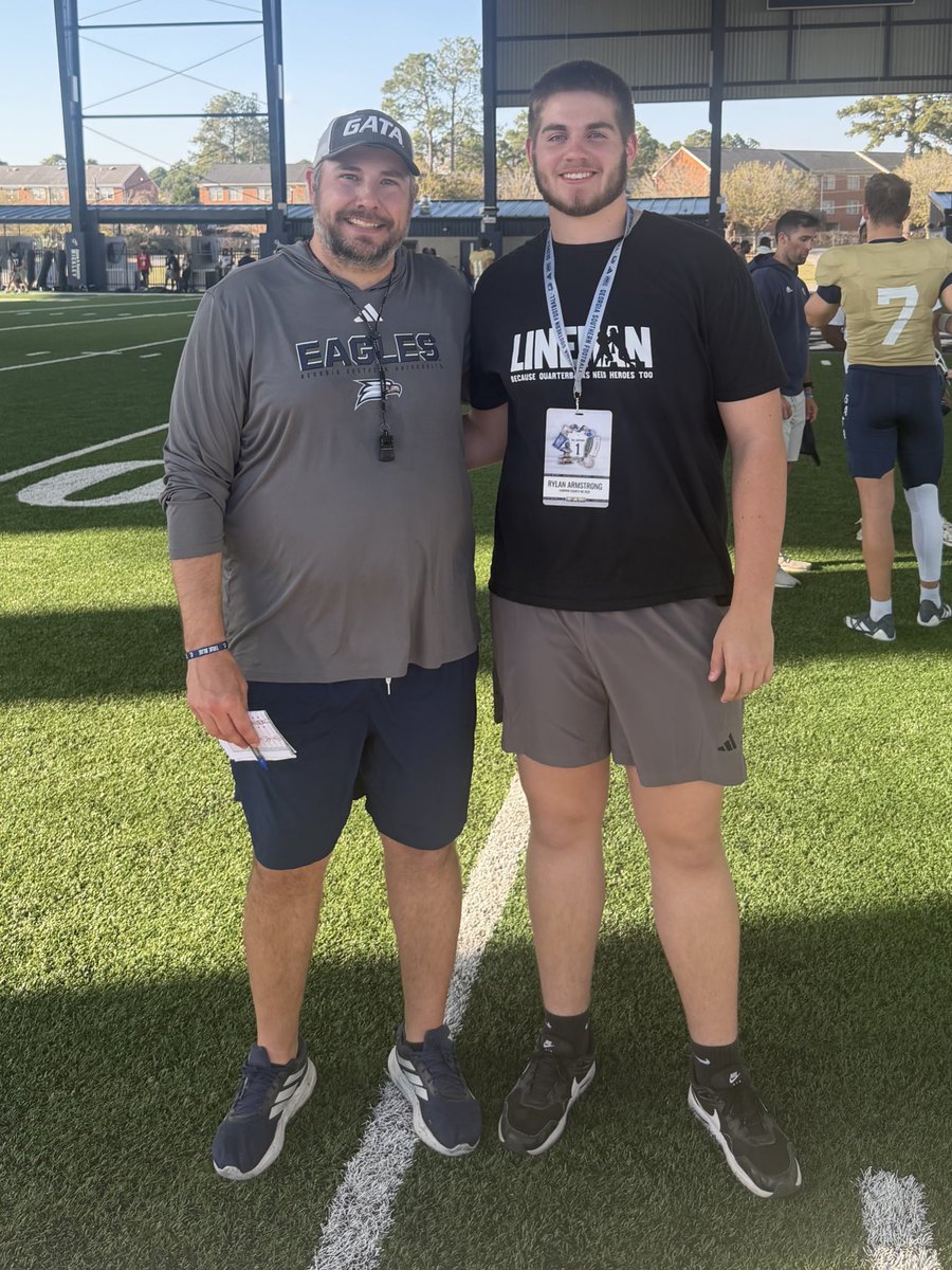 RylanJArmstrong's tweet photo. I had a great day back at Georgia Southern today! #GATA @GSAthletics_FB @CoachZLankford @CrowderKhalil @CoachTaylorReed @GSCoachHelton @LumpkinFB @Velocity_FB @CoachHeathWebb @RecruitGeorgia https://t.co/unxk5vJQzF
