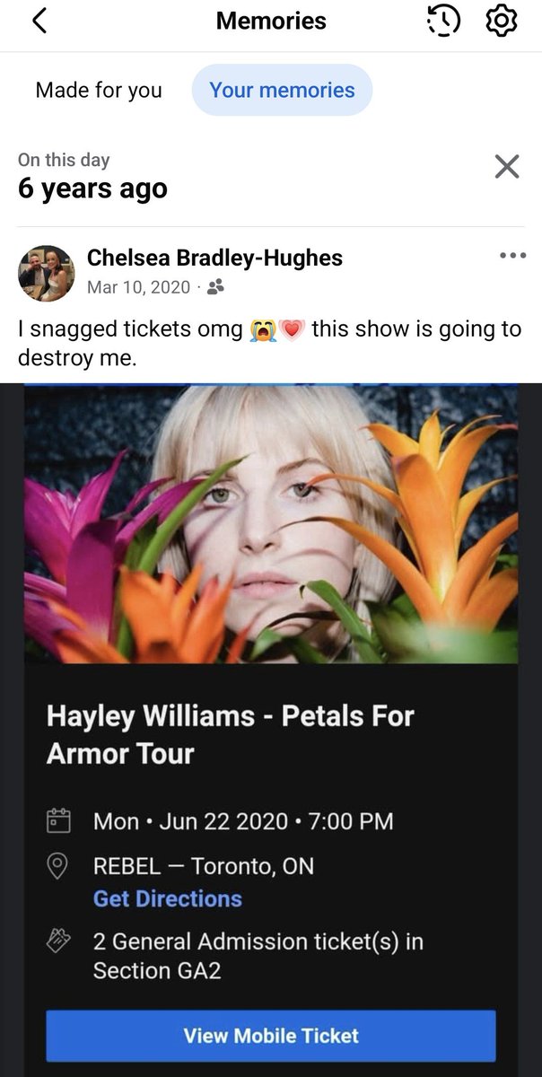 The way I was so stoked on this day 6 years ago and now she's finally touring and I'm not going ok depression reunlocked 🙃 should I delete Facebook for this sole reason? 😩😅
