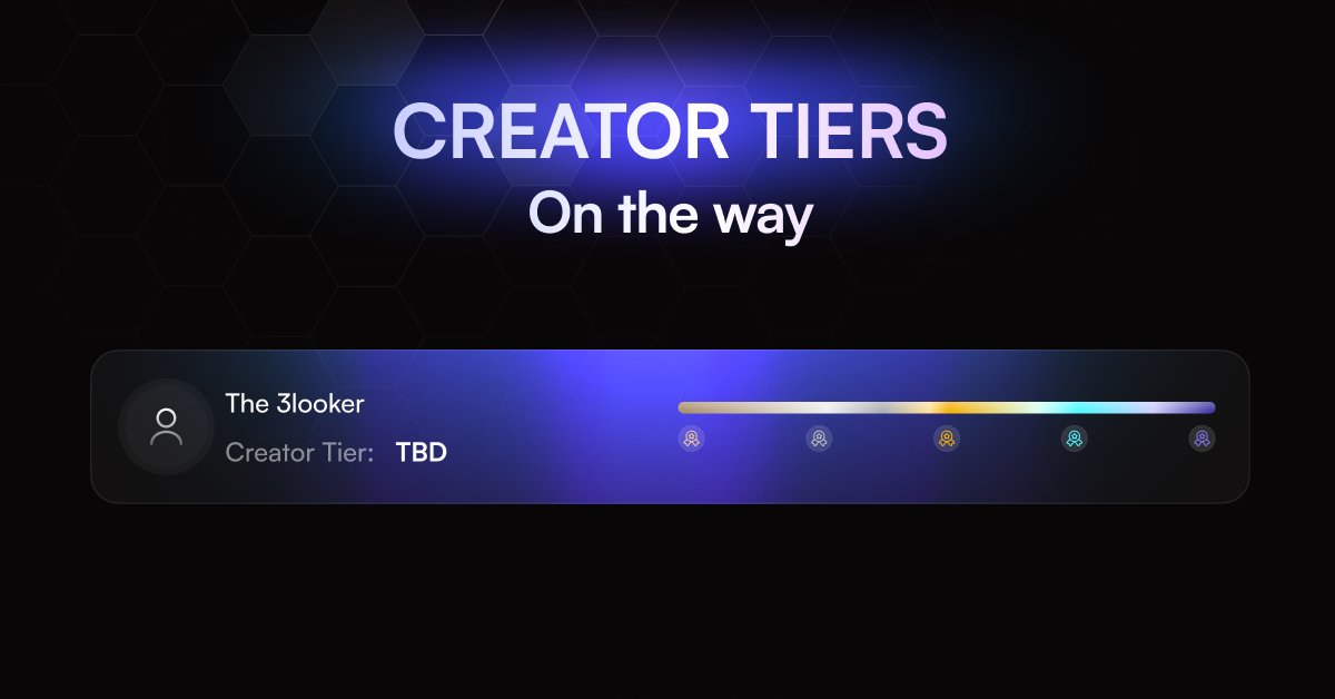 💠​Hệ thống phân tầng Creator Tiers của <a href="/3look_io/">3look</a> sắp ra mắt. Game này không dành cho người chậm chân 
🔹​Participate - Tham gia nhiệt
🔹​Create - Sáng tạo chất
🔹​Engage - Tương tác sâu
🔹​Nhớ kỹ: Early = Advantage. Tầng càng cao, cơ hội càng "khủng". Anh em đã