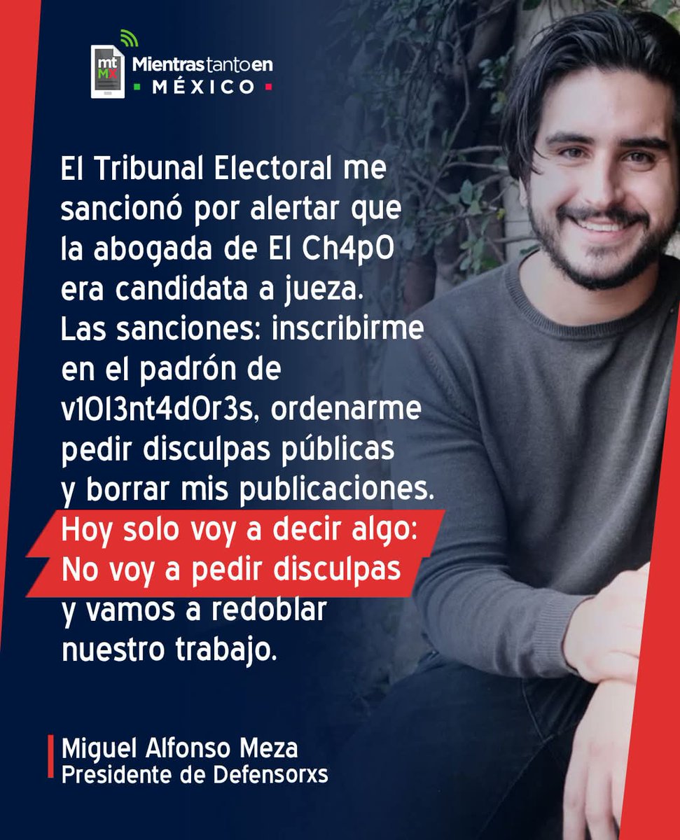 Lo multaron por exponer a jueces y magistrados del acordeón con vínculos con el crimen organizado, nada más. ⚖️💰😨

<a href="/MiguelMezaC/">Miguel Alfonso Meza</a>