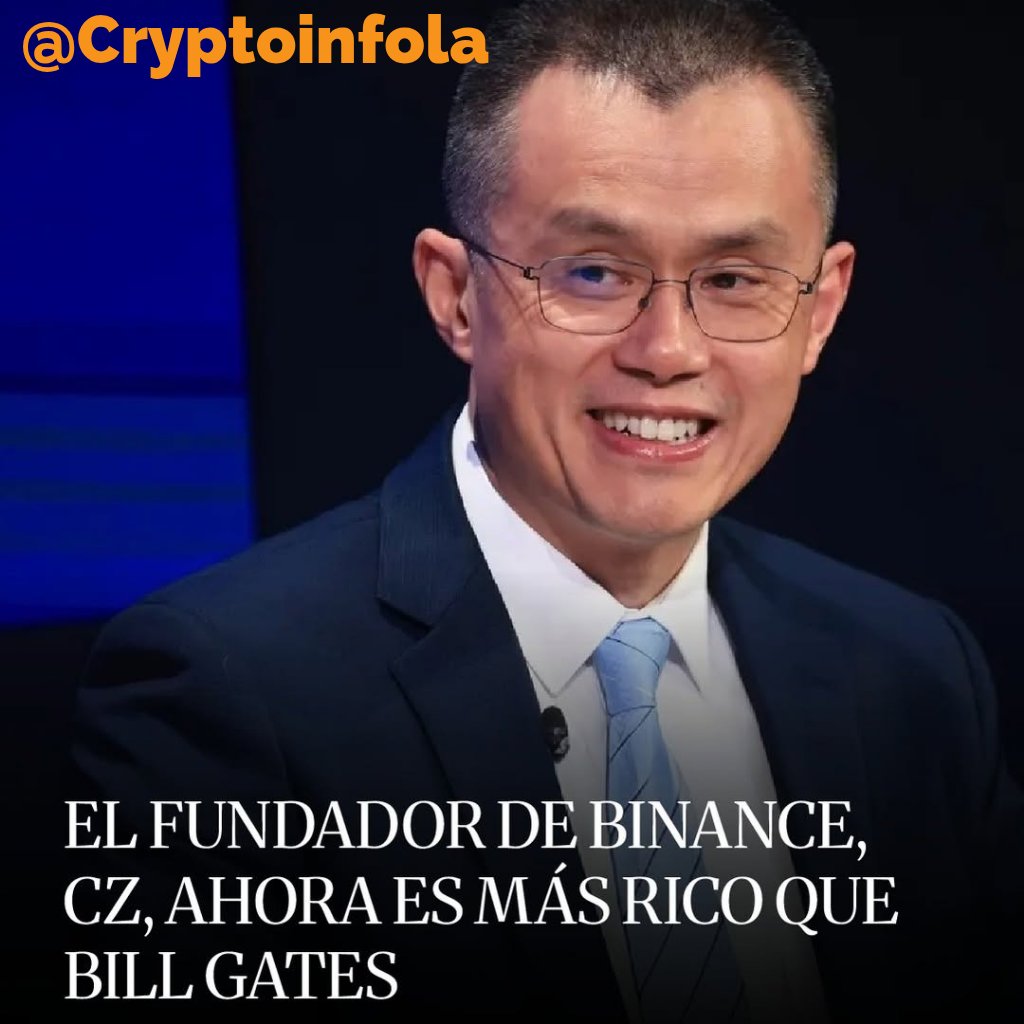 Cryptoinfola's tweet photo. EL ASCENSO DE UN GIGANTE CRIPTO! 🚀

El mundo financiero se sacude con esta noticia: CZ (Changpeng Zhao), el visionario fundador de Binance, ha superado oficialmente la fortuna de un ícono histórico de la tecnología como Bill Gates https://t.co/UbXQJr2A7w
#CZ #Binance #Cripto https://t.co/JRyfOs2jBj