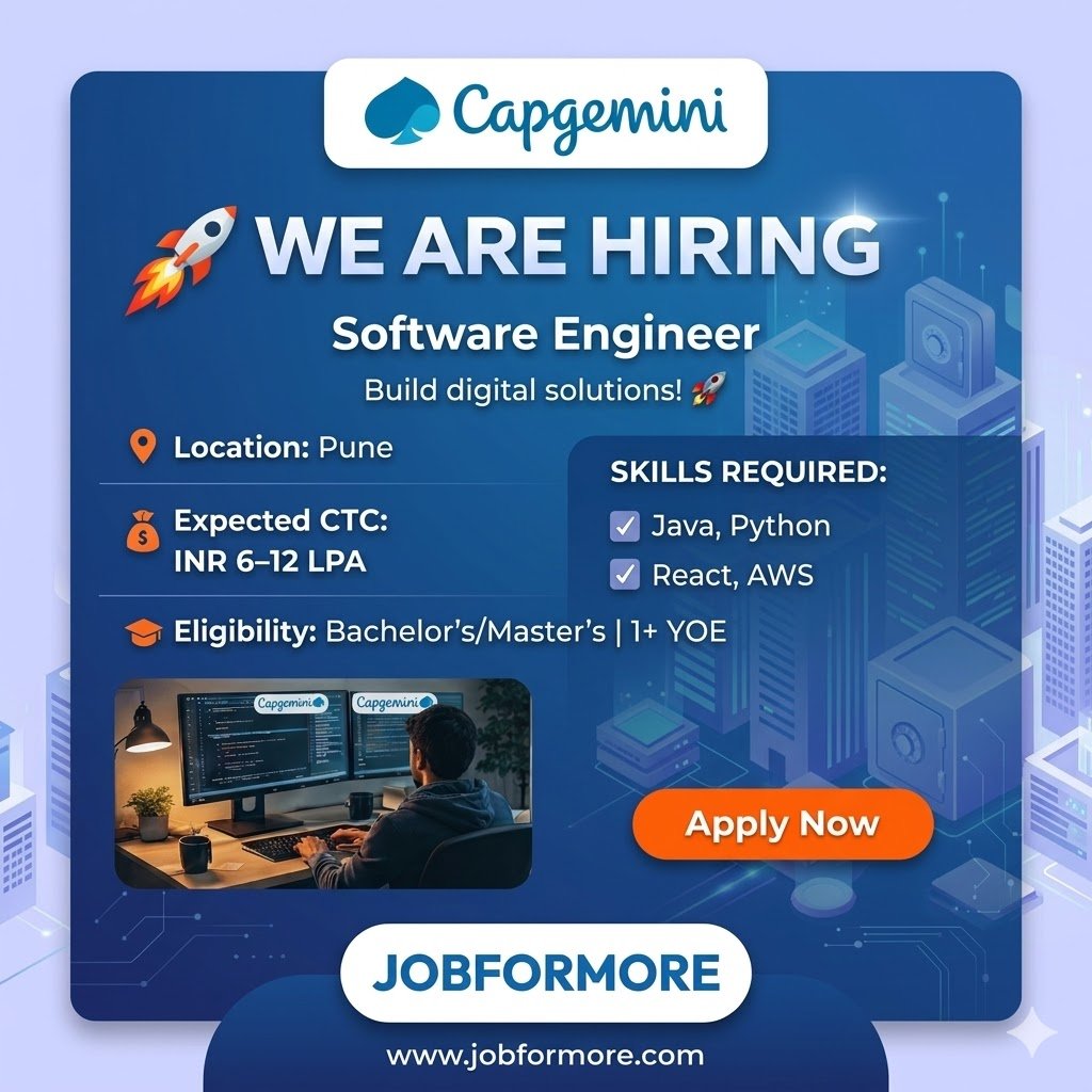 jobformore's tweet image. 💻 Software Engineer @ Capgemini India, Pune!
🎓 Bachelor's/Master's | 1+ YOE

🛠 Java, Python, React, AWS

💰 INR 6–12 LPA

Build digital solutions! 🚀

#SoftwareEngineer #CapgeminiJobs #PuneJobs #TechJobs #Jobformore

Apply: tr.ee/a1lc8K