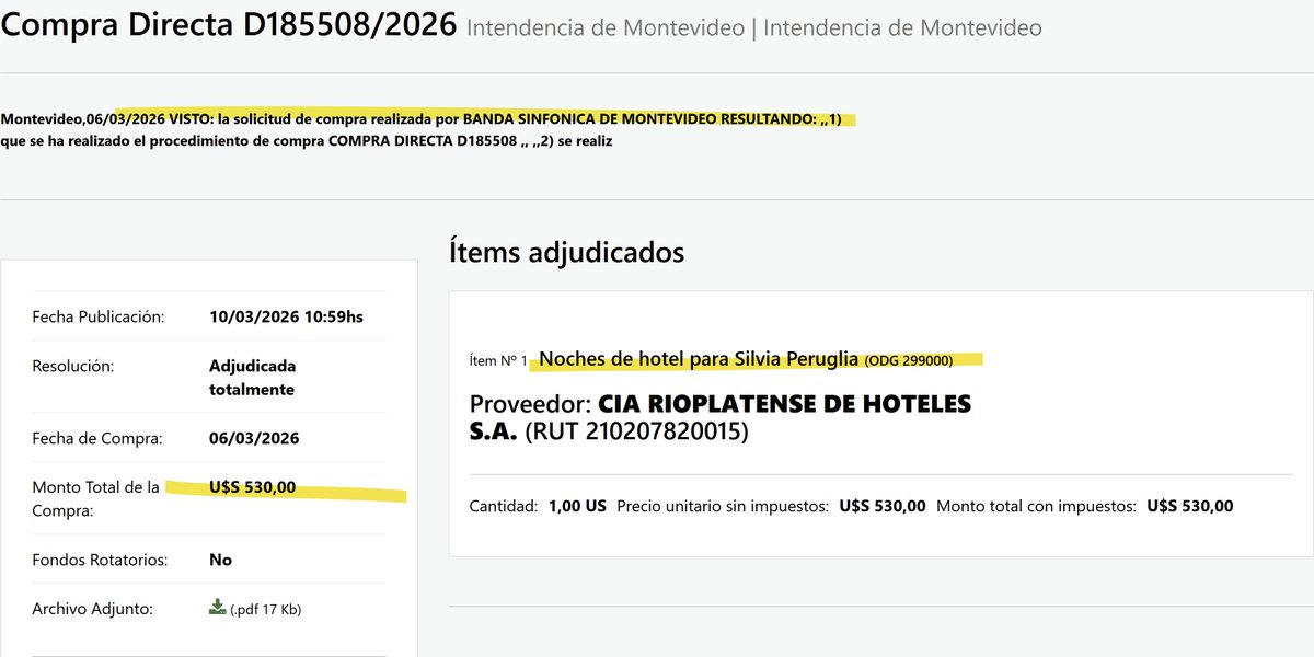 MartinFitz23506's tweet photo. BANDA SINFÓNICA: A los gastos anteriores, se suma el alojamiento de Silvina Peruglia. Los montevideanos tuvieron que pagar 530 USD. https://t.co/tDroUzBQ33