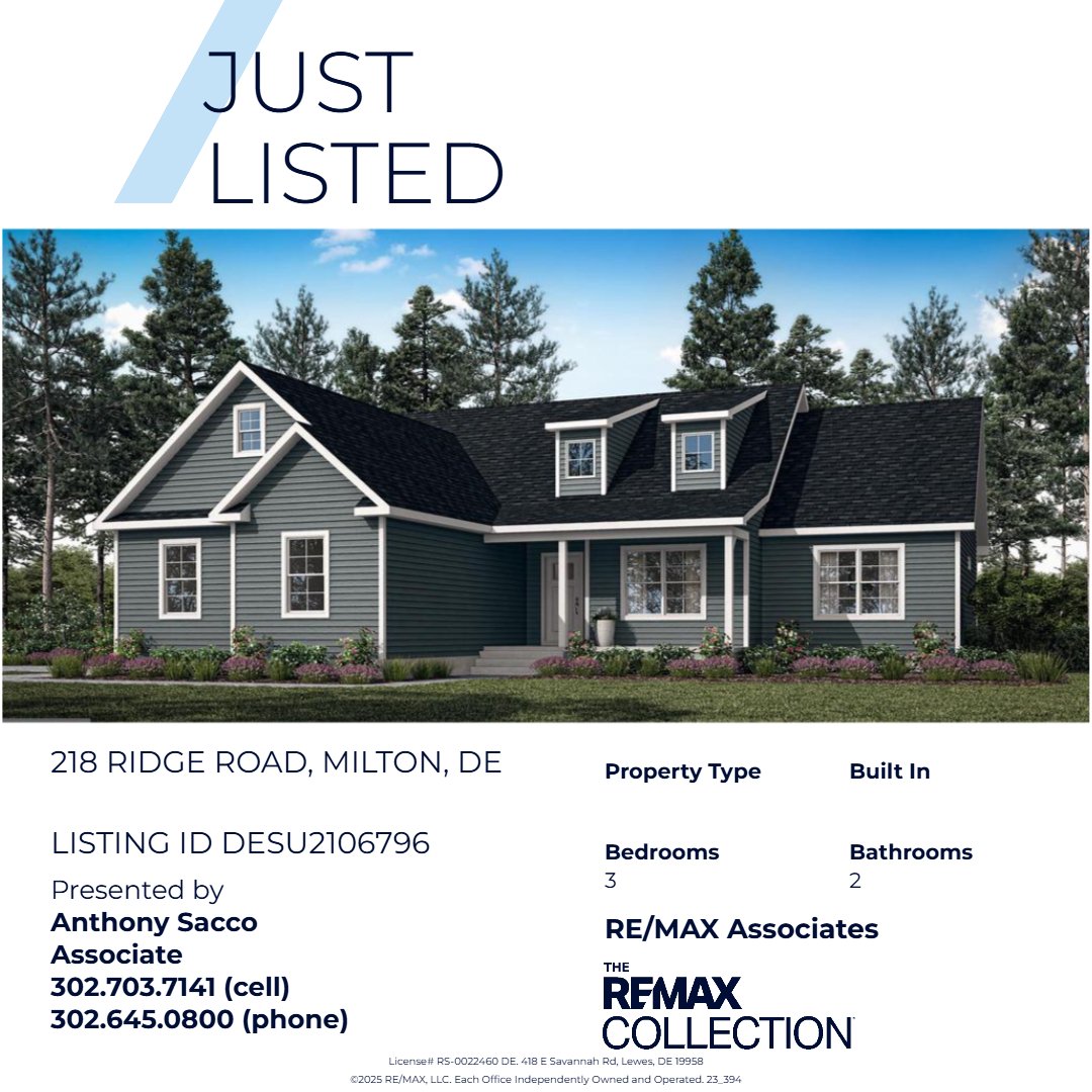 AnthonySacco71's tweet image. Introducing a to-be-built custom home opportunity by award-winning Bay to Beach Builders, known for their Amish craftsmanship and exceptional attention to detail. 

lewesrehobothhomes.com/listing/mlsid/…

#justlisted #newhome #MiltonLife