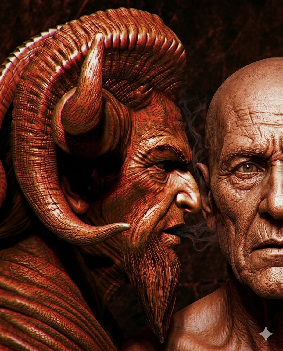 Majd7exf's tweet image. #DarkFantasyArt #DemonCore #AIHorror #OccultArt #SurrealPortrait #BodyHorror  
 
 The devil! He thought he was controlling the darkness and didn't know that it was the darkness in particular.