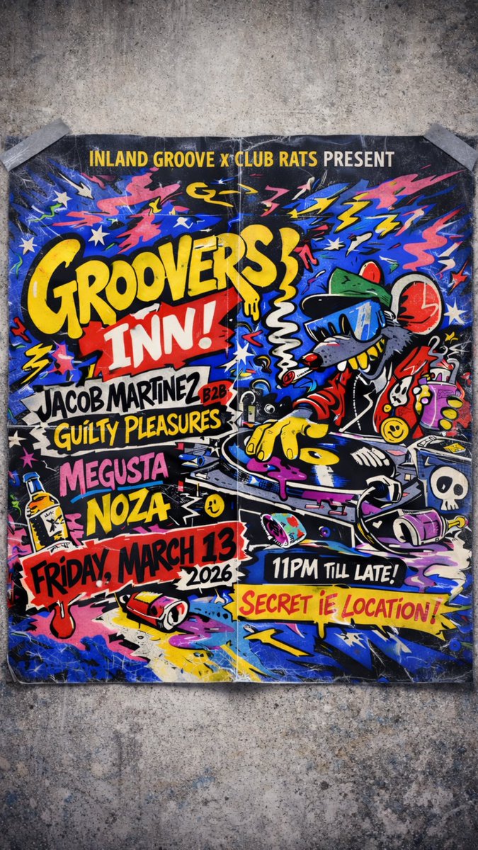 MeGustaGanja's tweet photo. CALI WHATS GOOOOD

INLAND GROOVE X CLUB RATS PRESENT

GROOVERS INN!

LINE UP IS STACKED W SOME HEATERS

FROM MIA TO THE IE 

THIS FRIDAY COME CHECK THE FUNK 

S/O THE FAMILY @LavinEddy &amp; @GviltyPleasurex FOR MAKIN THIS POSSIBLE

CALI DEBUT https://t.co/twerKllFDn