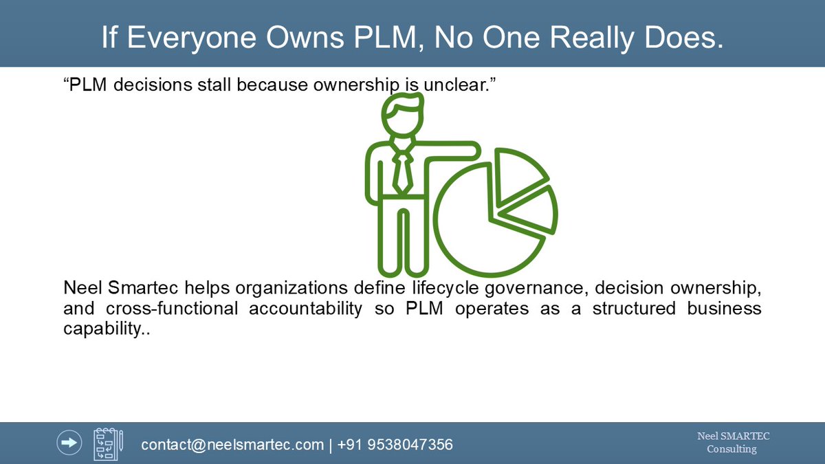 PLM touches engineering, manufacturing, quality, and supply chain.
But if ownership isn’t clear, decisions slow down.
Strong governance keeps lifecycle execution moving. #PLM #Manufacturing #Engineering