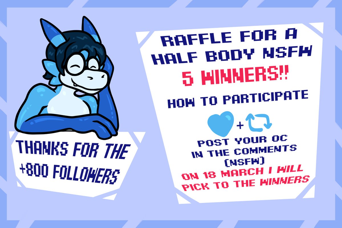🌟Thanks for the +800 followers🌟
I truly appreciate the support, even if it's just for a drawing that I loved making.

Remember to carefully follow the rules for participating so you can be assigned a number and make it easier to choose the winners.

🌟Good luck to everyone!🌟