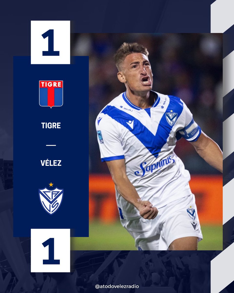 🤝🏻 Final del partido.

#Vélez empató 1️⃣-1️⃣ ante Tigre en la décima fecha del Torneo Apertura 2026 🏆

⚽️ B. Romero (68' P).