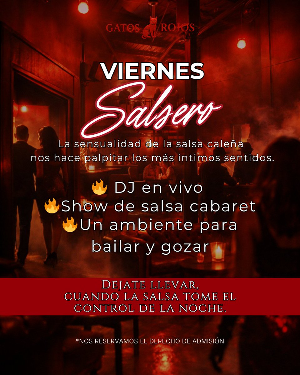 Gatosrojosclub's tweet photo. Descubre qué noche es la tuya. Cada noche una experiencia diferente. ✨ Encuentros íntimos entre semana 🔥 Jueves para mentes abiertas 🎭 Viernes y sábado de cabaret y espectáculo 🥀 Domingos para dejarse llevar por la noche 📍 Cali – Av 4N #28N-140, San Vicente Gatos Rojos Club https://t.co/3KYEq40U9s
