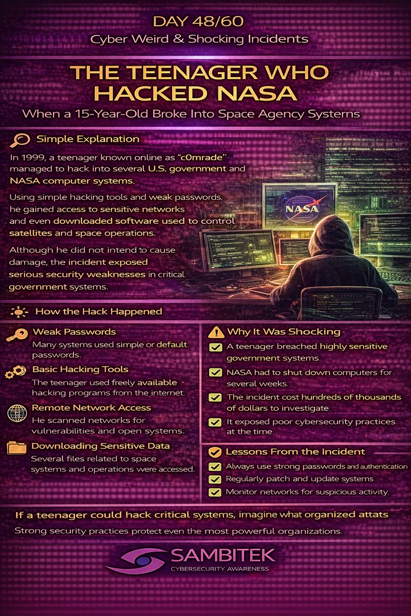 Sambitek1's tweet photo. #CyberSecurityAwareness
#CyberWeirdStories
#CyberSecurityEducation
#HackersReality
#StayCyberSafe
#DigitalSecurity
#CyberThreats
#CyberAwareness
#Sambitek
#CyberFacts https://t.co/nqTFJzmXdk