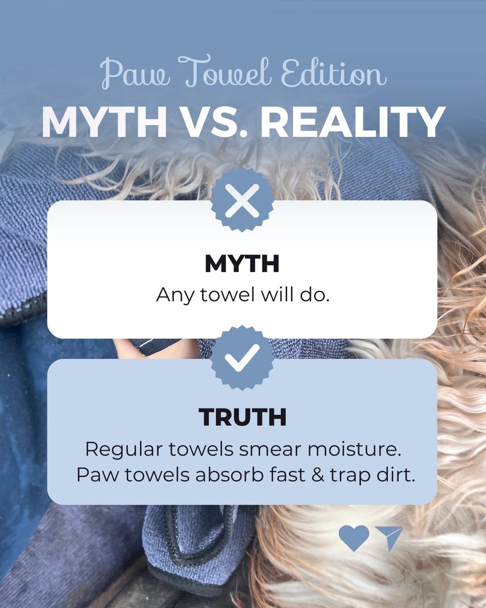 PawdawofLondon's tweet image. 🚫 Myth Monday: Any towel will do.

Reality? Most just spread the mud.
Our Luxury Paw Towels absorb fast &amp;amp; trap dirt 🐾
#MythMonday #DogWalkEssentials #DogOwnersUK #PawdawOfLondon