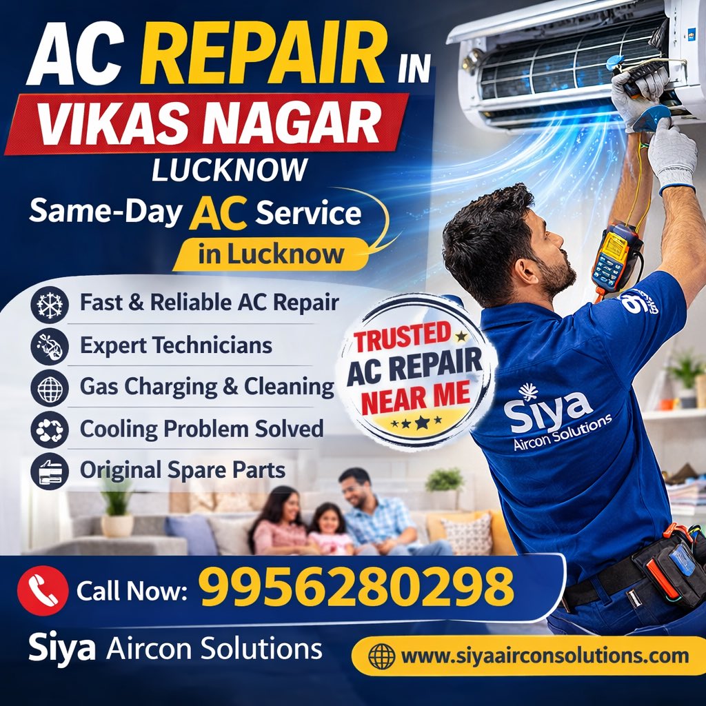 SiyaAircon's tweet image. AC Repair in Vikas Nagar Lucknow | Same-Day AC Service
We provide complete AC Service in Vikas Nagar Lucknow, including cooling repair, gas charging, coil cleaning, and full system inspection.
📞 Call Now: 9956280298
siyaairconsolutions.com
#ACRepairInVikasNagar
#ACServiceNearMe