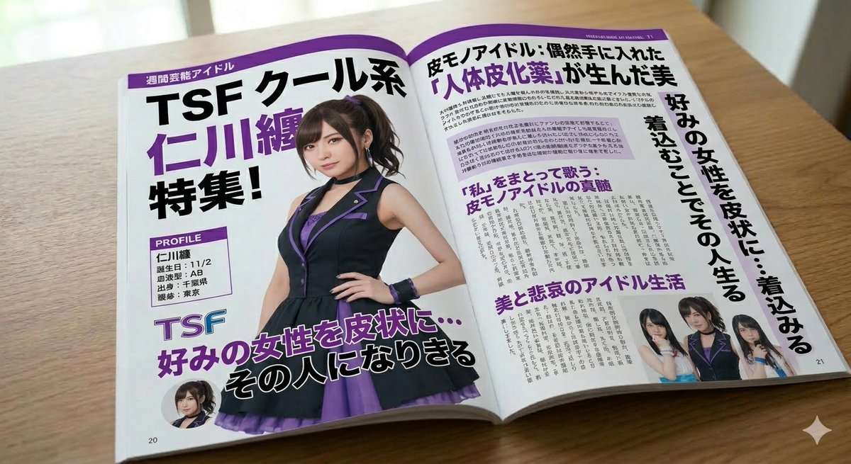 その正体は全員おじさん！？話題の3人組アイドルユニット「TSF」を大特集！ #AIart #入れ替わり #憑依 #皮モノ