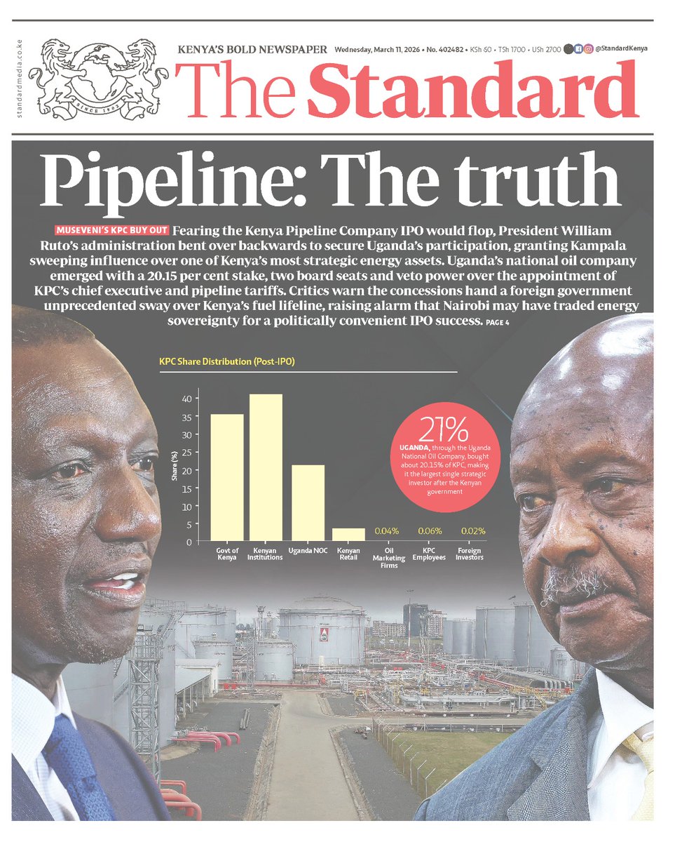 nyanducha's tweet photo. Today's newspaper headlines.

Wednesday, 11th March 2026.

Contact #Victorock #Kenya on 0706357055 or info@victorockkenya.com for #Ubibot soil, temperature &amp; humidity IoT #sensors, #Sophos firewalls, #Cisco #Meraki firewalls &amp; switches.

#ePaper #Gazeti #Omollo #SafariRally #KPC https://t.co/wjbvAzu10r