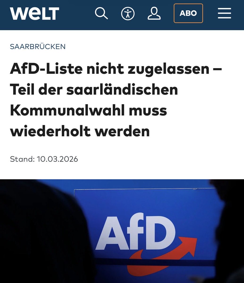 Sehr gute und richtige Gerichtsentscheidung im Saarland. Nun bin ich gespannt, ob die Oberbürgermeisterwahl in Ludwigshafen nicht auch wiederholt werden muss und der Kandidat der Herzen <a href="/JoachimPaul_AfD/">𝗝𝗼𝗮𝗰𝗵𝗶𝗺 𝗣𝗮𝘂𝗹 𝗠𝗱𝗟</a> dann endlich zum OB gewählt wird.