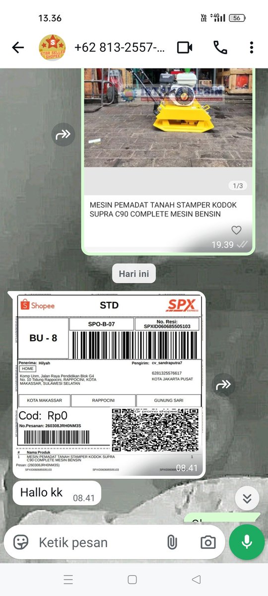 Ponding87599476's tweet photo. @ShopeePay_ID @ShopeeID Ini chat penjualnya https://t.co/YoZdvutC6p