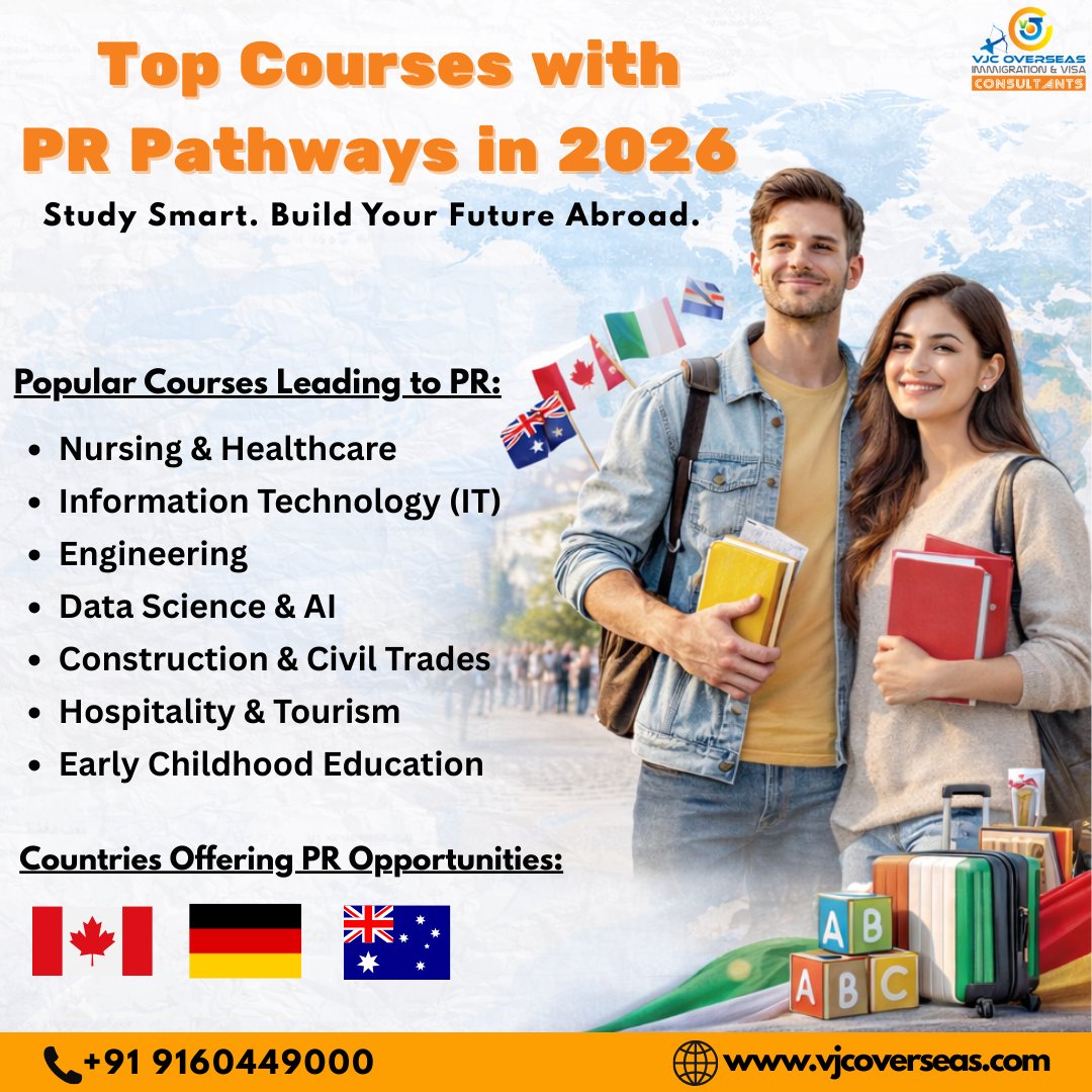 VJCOVERSEAS's tweet image. 🌍 Study Smart. Build Your Future Abroad!
Choose the right course today and unlock your PR pathway.

📞 Contact Us: +91 9160449000
🌐 vjcoverseas.com

Apply Now – Limited Intakes for 2026!
#StudyAbroad #PRPathway #StudyInCanada #StudyInAustralia #StudyInGermany  #VJC