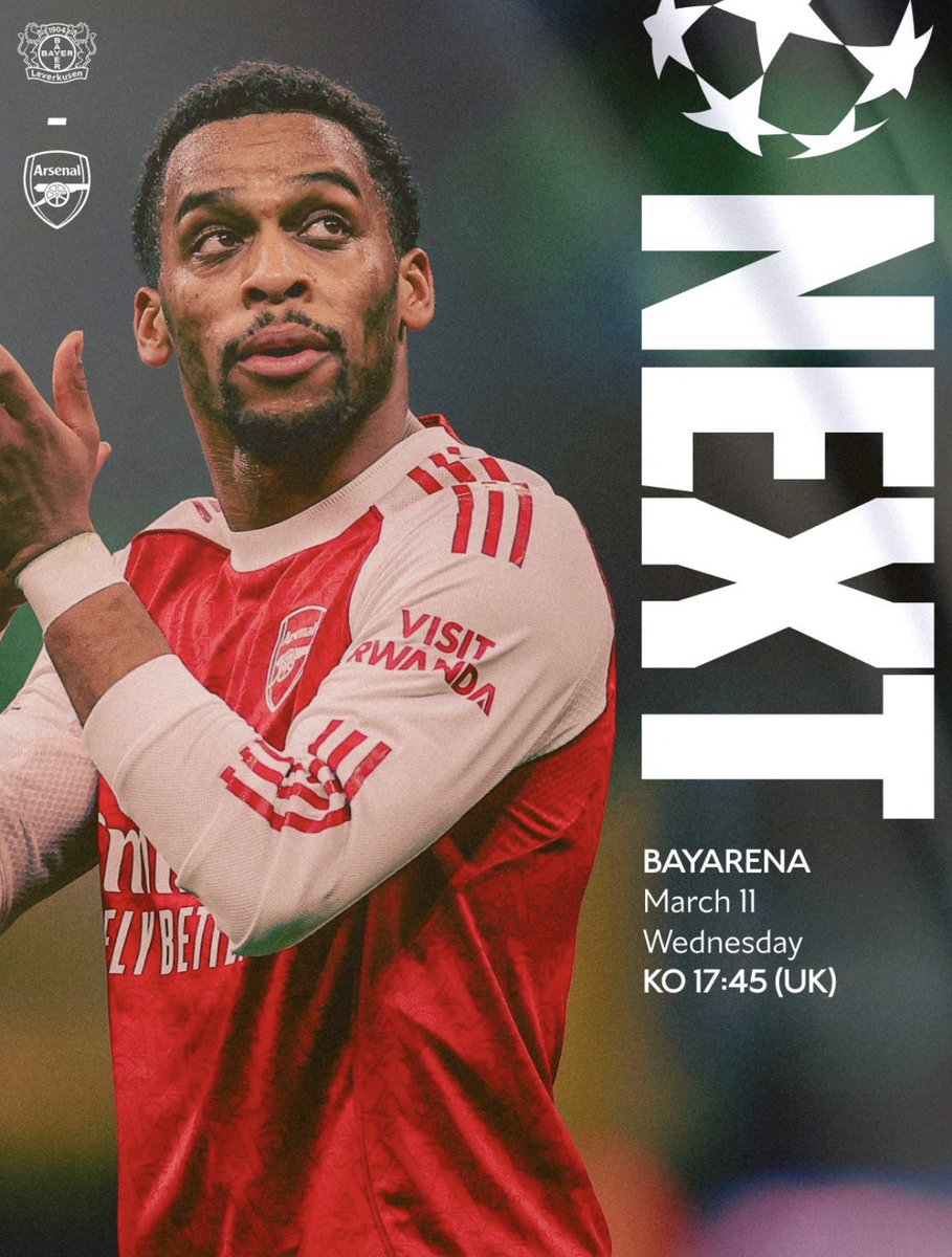 FINISHING THE BUSINESS AWAY IS TODAY ✈️

🆚 Bayer Leverkusen
🏟️ Bay Arena
🕖 19:45 KGL time 🇷🇼🇷🇼🇷🇼
🗣️ Halil Meler
🏆 Champions League 
#️⃣ #BLEARS
#AFC #COYG #CL #UCL