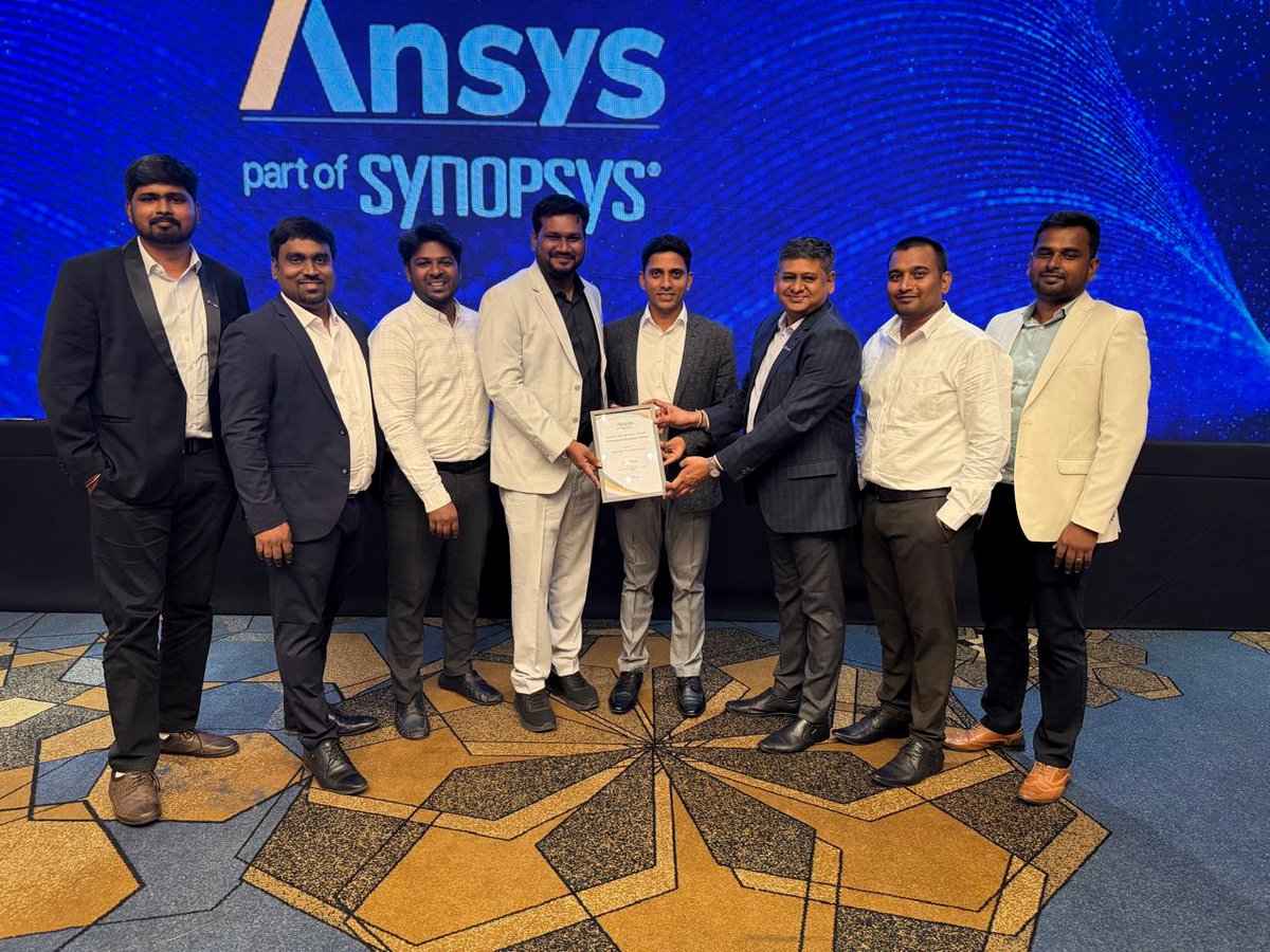 venturo_tech's tweet photo. Honored to receive the Special Recognition Award " Momentum Business (India) 2026 from ANSYS, part of Synopsys.

Also celebrating Manoj Narayanan for receiving the Competitive Win Excellence (India) 2025 award. 

#VenturoTechnologies #ANSYS #EngineeringInnovation #Simulation https://t.co/jxnBtbHNDV