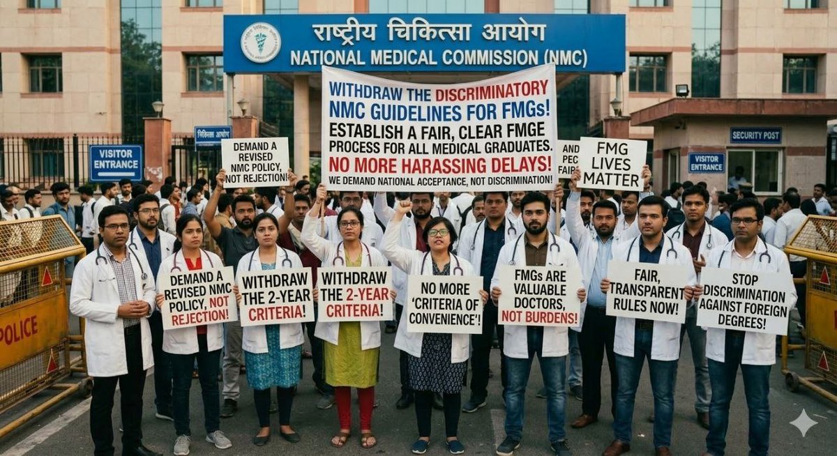 khanaeem454's tweet photo. Students who followed the rules when they took admission should not face unexpected barriers later.
Policy decisions must protect students' careers.
#WithdrawNMCNotice
#JusticeForFMG
@MoHFW_INDIA @PMOIndia
@NMC_BHARAT @official_afa_ https://t.co/6ZP7mCTH3v