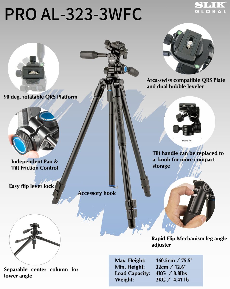 SLIKGlobal's tweet photo. PRO AL-323-3WFC is a 3-way pan &amp; tilt tripod recommended for Hybrid photographers.

https://t.co/eHNNyzScZ4 https://t.co/zn8QUoGhIy
