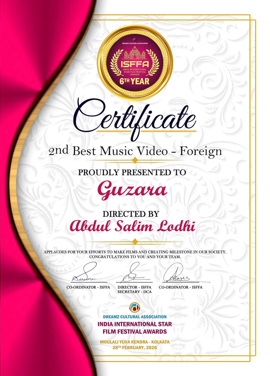 CaptainWisam's tweet photo. GUZARA is Award WINNER at 6th INDIA INTERNATIONAL STAR FILM FESTIVAL #isffa @Isffa #BestSong https://t.co/3bfK1pLG89