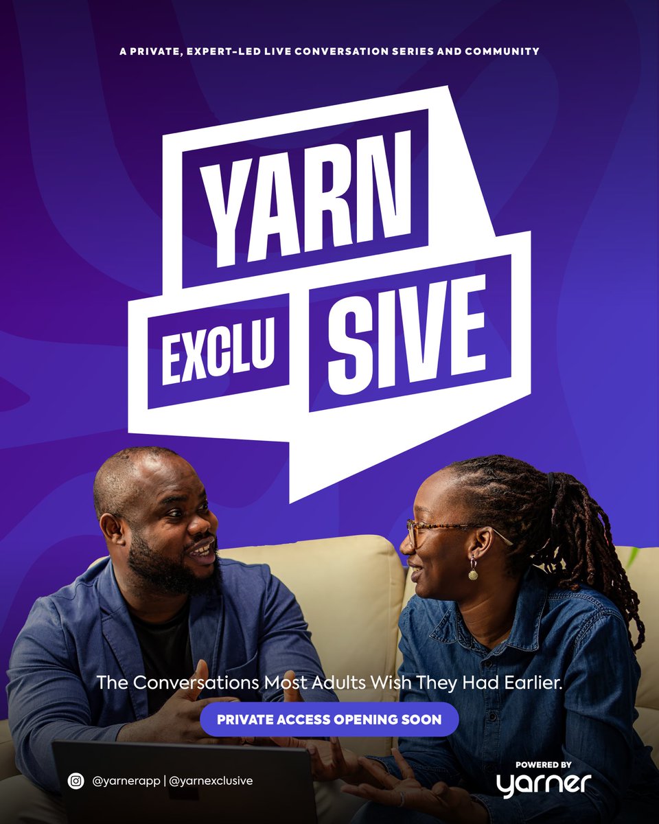 yarnerapp's tweet photo. If you're tired of surface-level conversations, this is for you.

YARN EXCLUSIVE is a private, expert-led live conversation series and community.

Just the conversations most adults wish they had earlier.

Founding member access opens soon.
Follow @yarnerapp for more info. https://t.co/UtzhUqef71