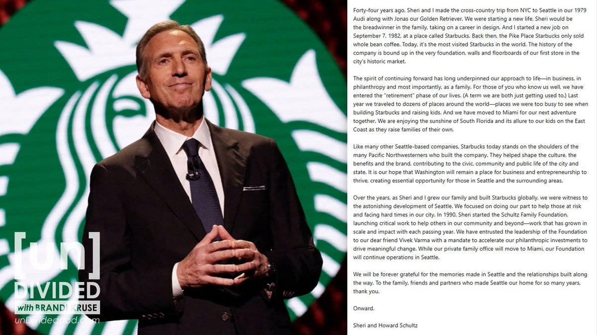 TaraBull's tweet image. BREAKING: Hours after Washington state Democrats passed an income tax, Starbucks founder Howard Schultz announces his family is moving to Florida.

Leftists policies are committing economic suıcıde