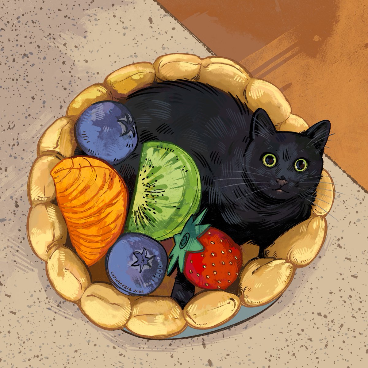 catwheezie's tweet image. Happy Pi Day!!! I love pie. This is my first new drawing since August 2023