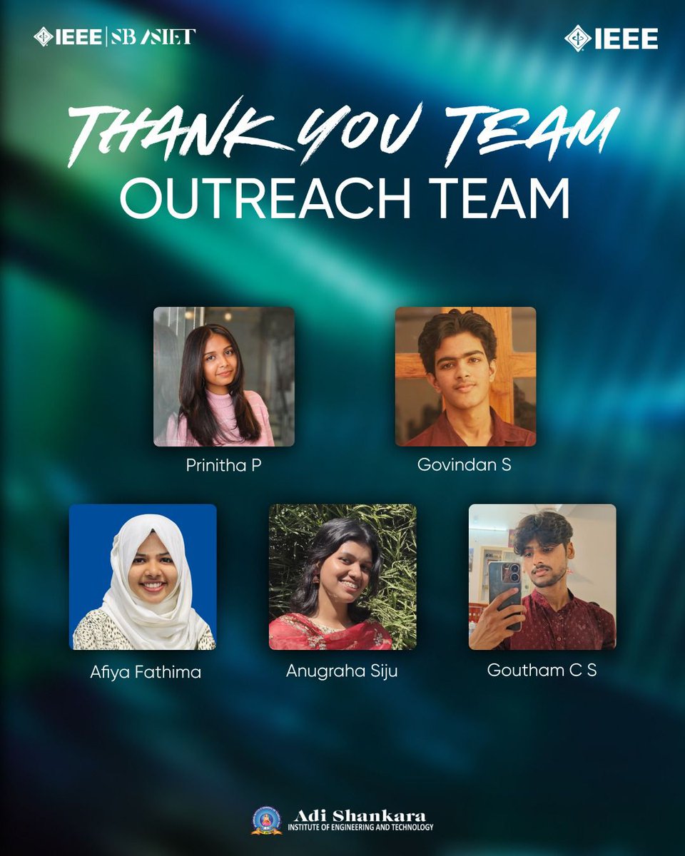 ieeesbasiet's tweet photo. Introducing the amplifiers of our mission. IEEE SB ASIET's Outreach Team 2025 — the dedicated force that ensured our story reached every corner it deserved to. https://t.co/QqQf0rvPg7