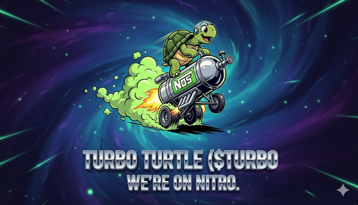 TurtleOnTurbo's tweet photo. They said turtles are slow. We said "watch this." 🐢💨
$TURBO is officially live on https://t.co/diz3q4zM4A and the engines are already red-lining. Forget the hare, the race belongs to the ones with the NOS.
Join the fastest shell in the game. 🚀
https://t.co/kKnIhPg9kE https://t.co/2FcPe3XrYz
