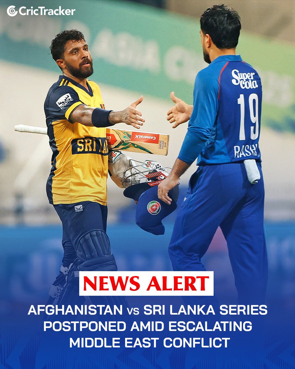 Cricketracker's tweet photo. The white-ball series between Afghanistan and Sri Lanka in the United Arab Emirates has been postponed due to the ongoing conflict involving the United States, Israel, and Iran.
The teams were scheduled to play three ODIs and three T20Is between March 13 and March 25.
#AFGvSL I #Afghanistan