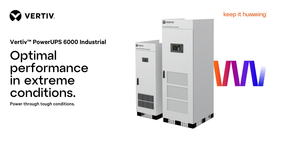 VertivAP's tweet image. Introducing the Vertiv™ PowerUPS 6000 Industrial — engineered for uncompromising power protection in harsh industrial environments. Learn more about how Vertiv powers your critical operations: ms.spr.ly/6013Qc47v

#IndustrialPower #PowerProtection #IndustrialUPS
